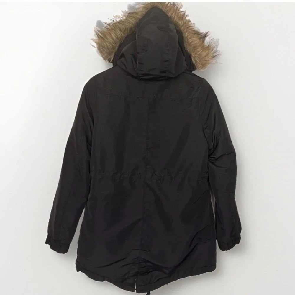 Ambiance Outerwear Parka Women S Black Long Sleeve Sherpa Lined Faux Fur Hood
